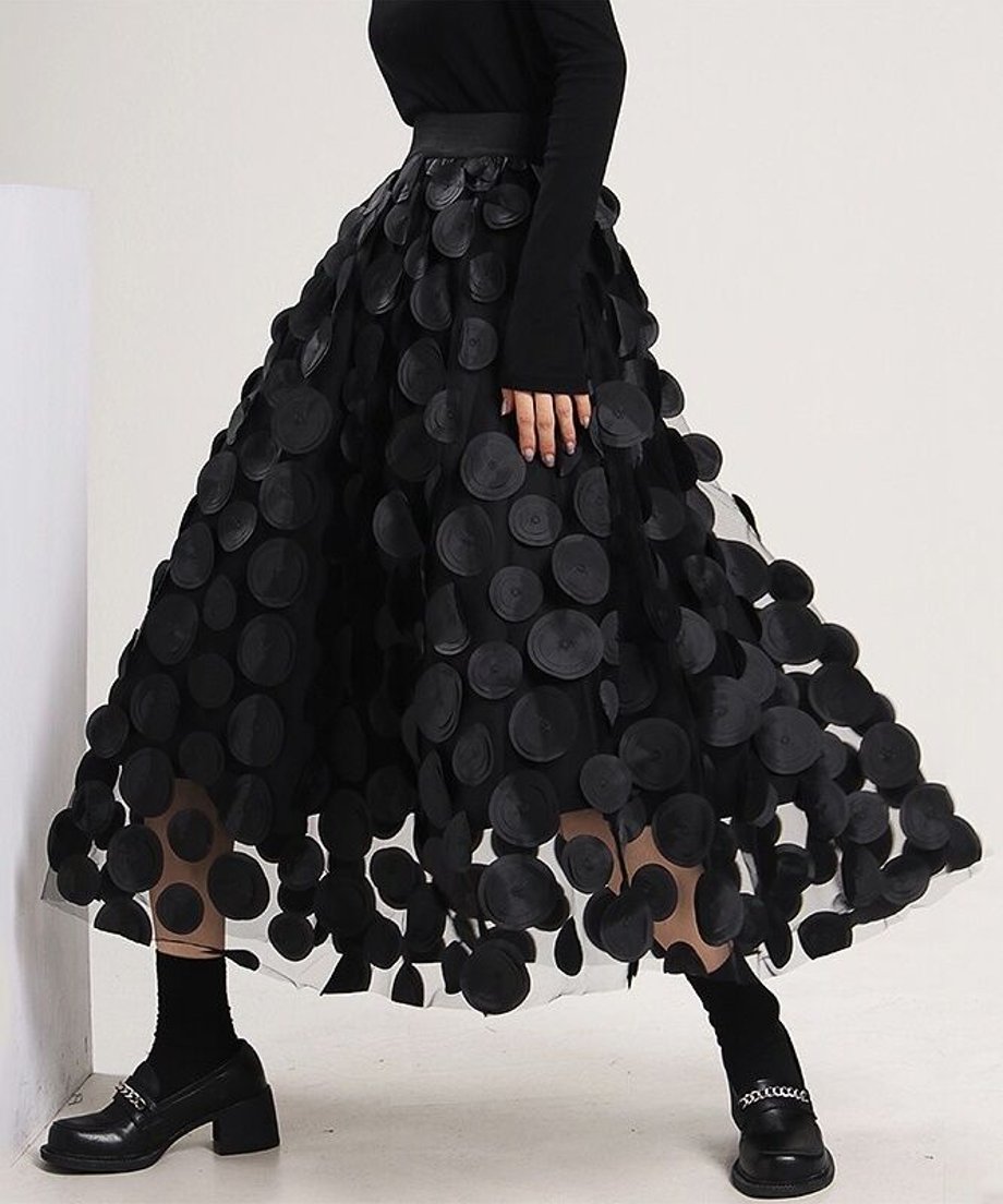 Three-dimensional Dot Tulle Skirt