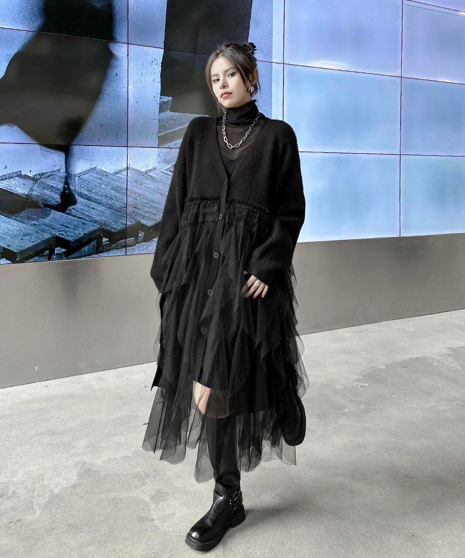 Tulle Tiered Cardigan