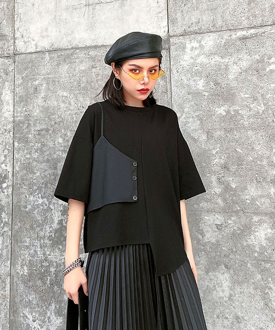 Half Sleeve Asymmetric Top