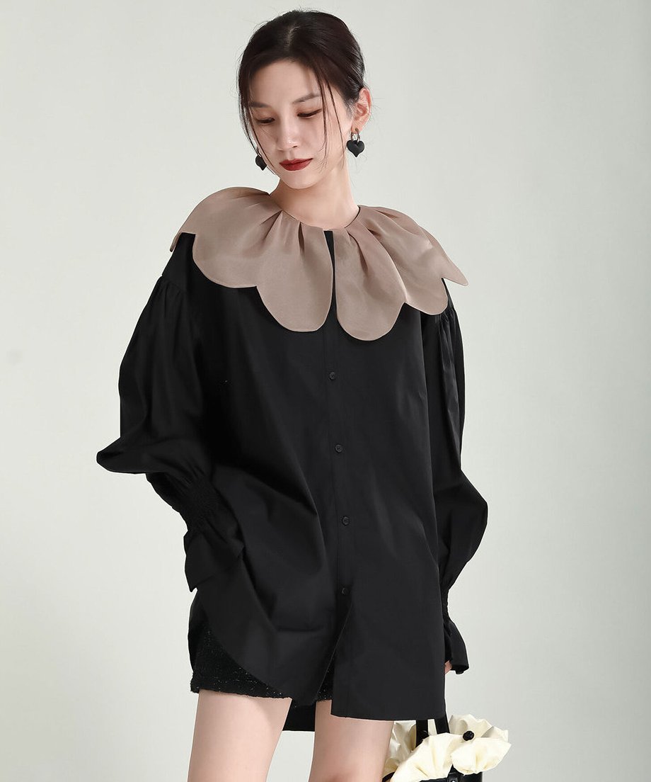 Tulip Collar Volume Sleeve Blouse