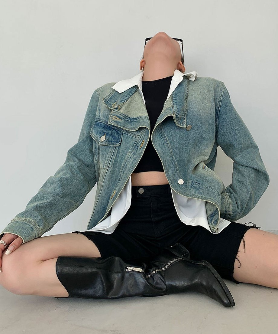 Stand Out Collar Denim Jacket