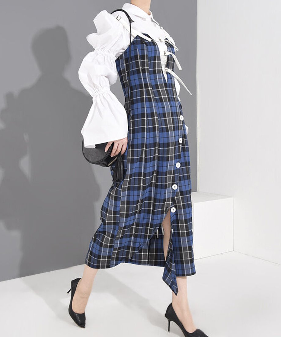 check pattern camisole dress