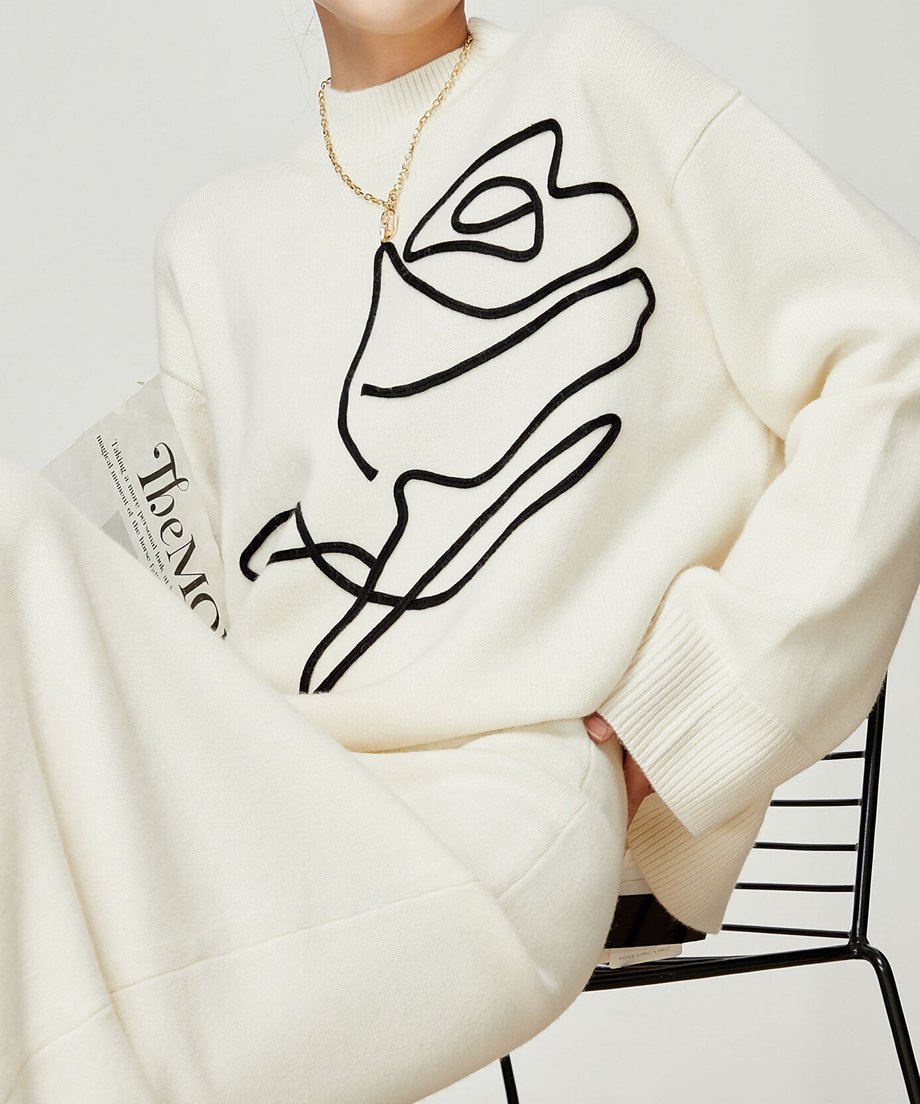 Line Drawing Sweater & Skirt Co-ord