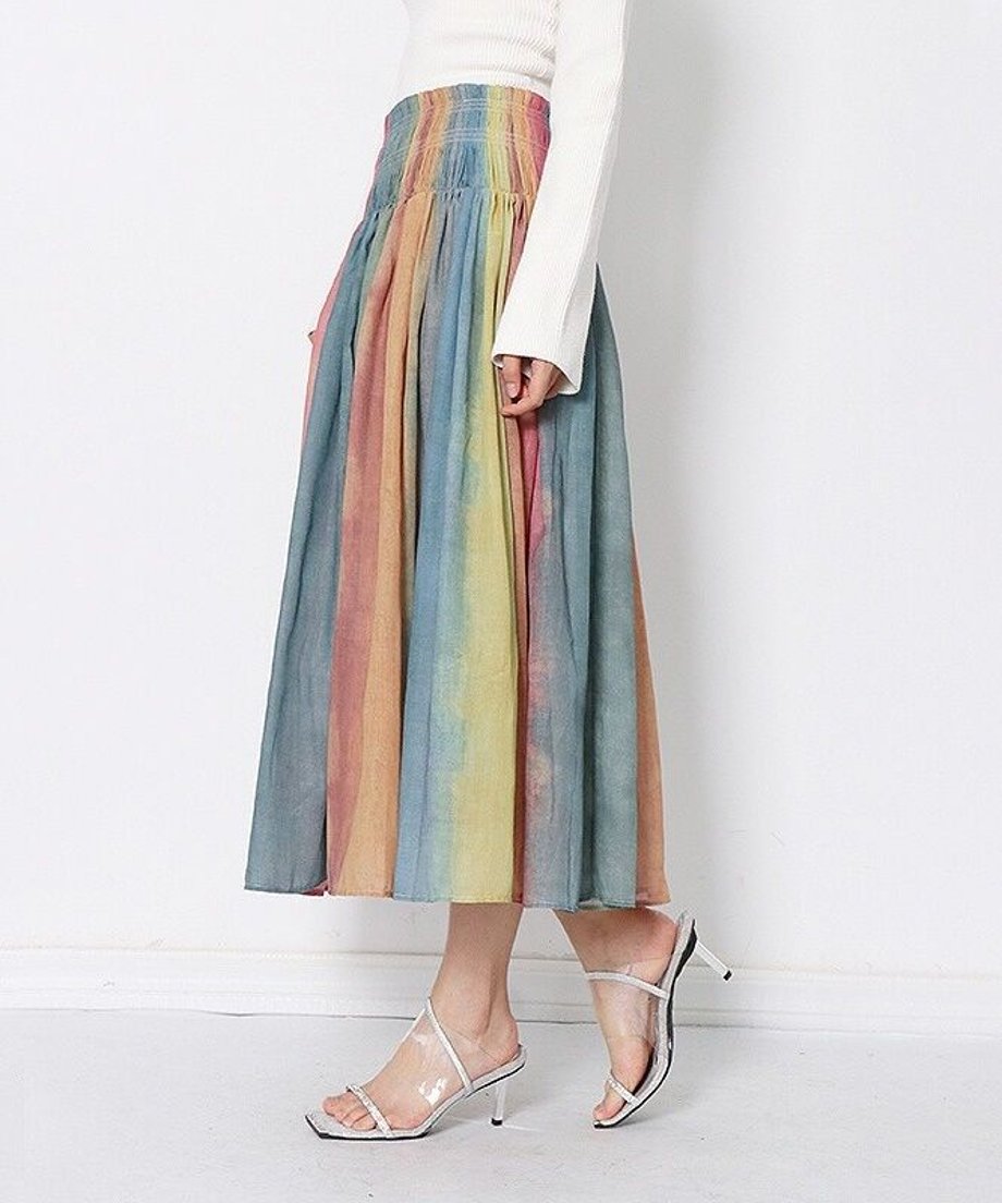 Pastel Gradient Pleated Skirt