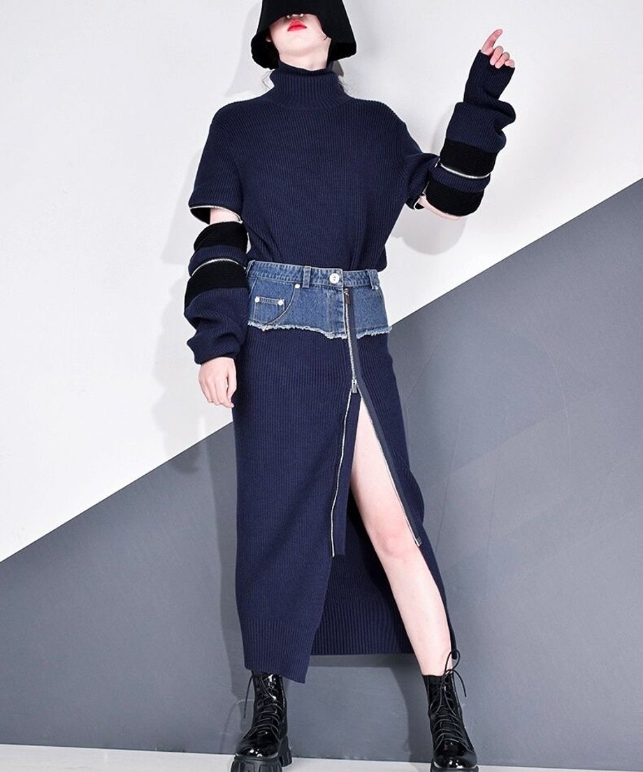 Designer Zip Sweater & Skirt Co-ord