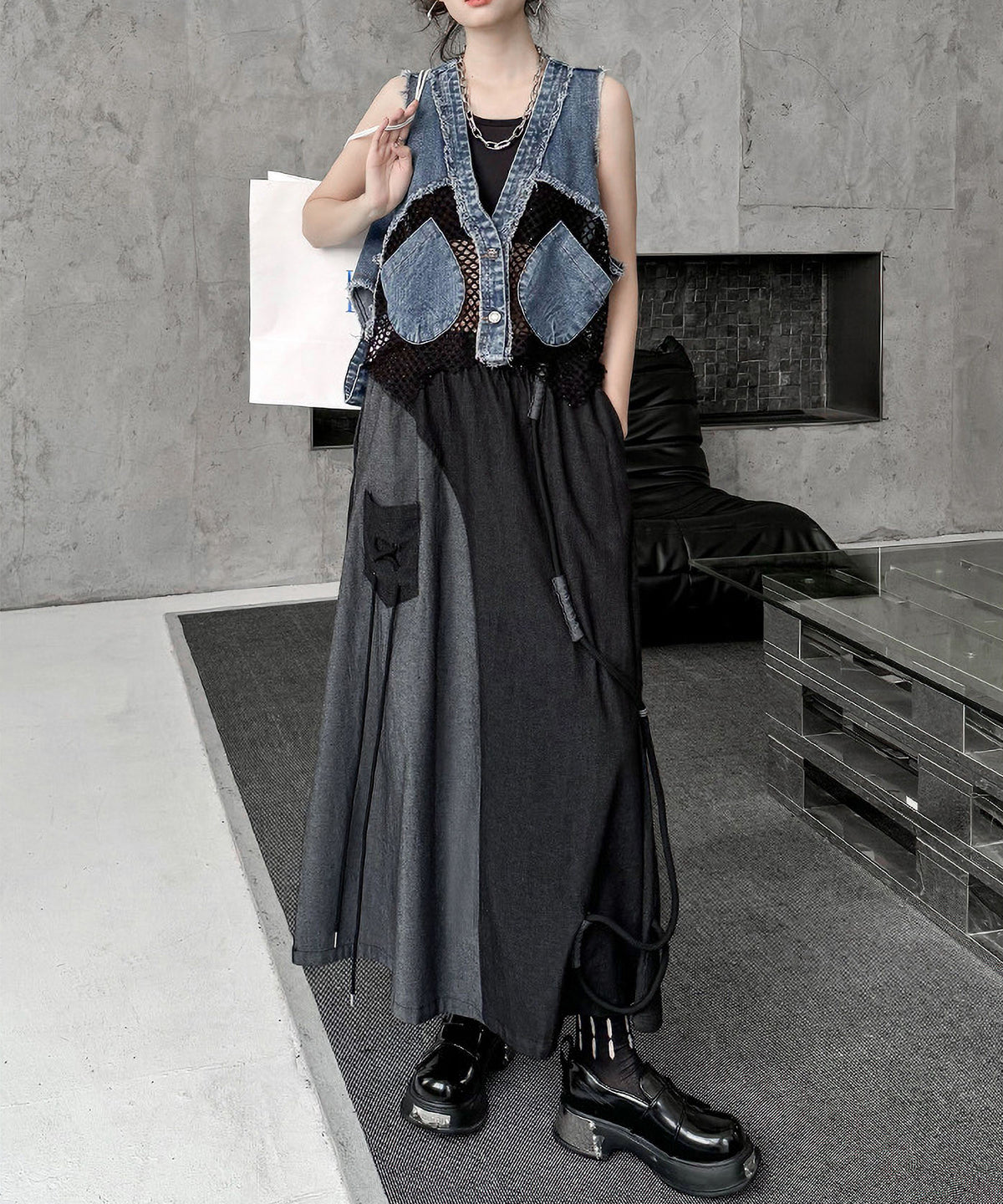 Mesh Denim Vest