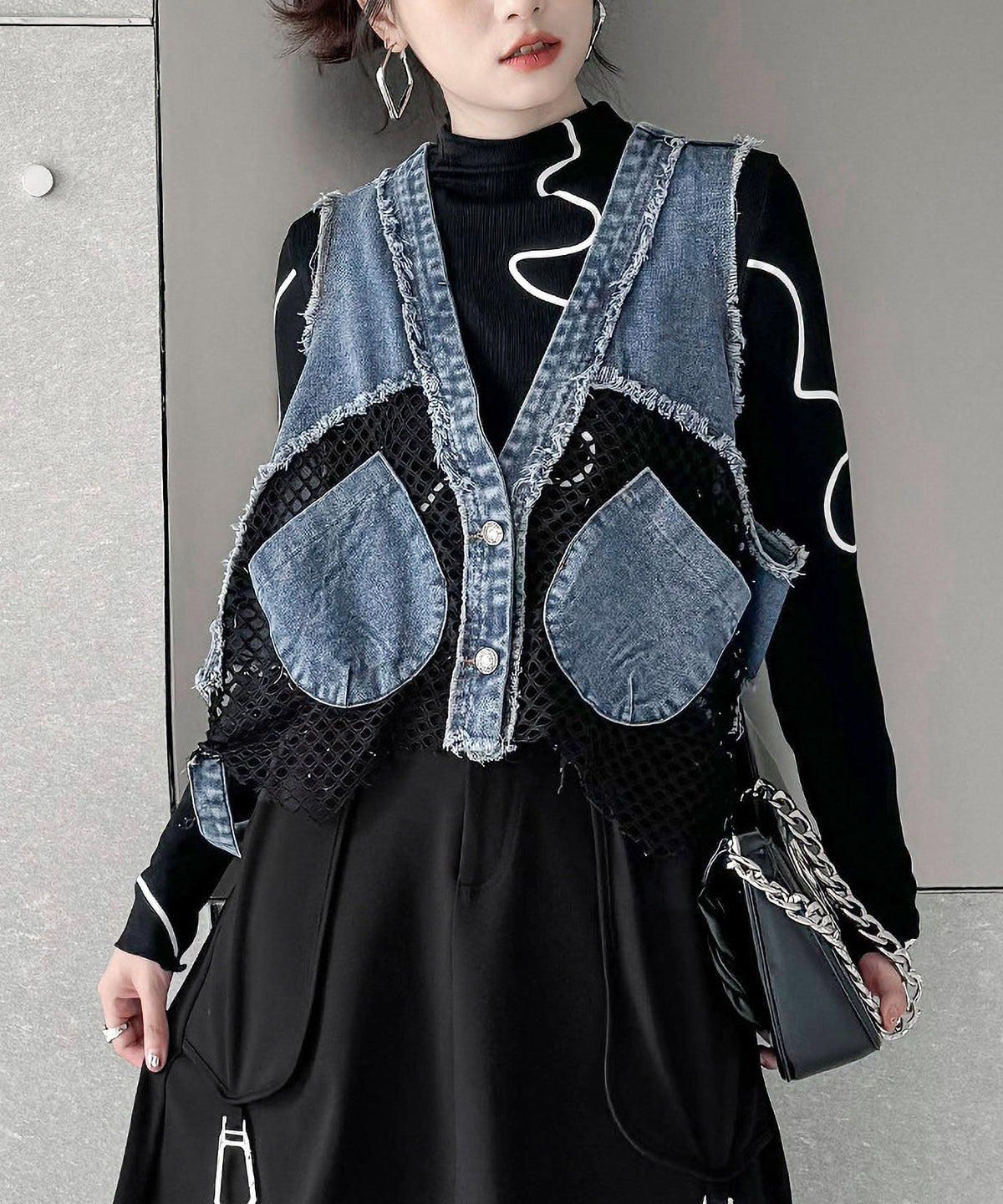 Mesh Denim Vest