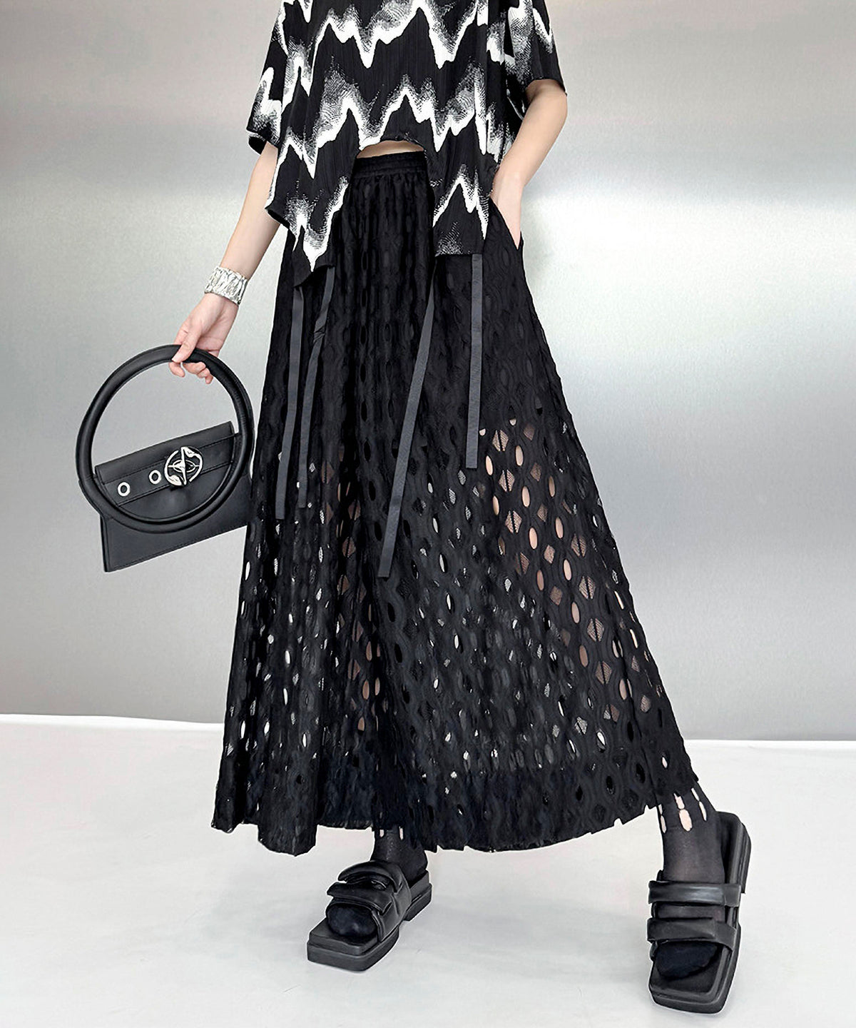Cut-out Wide Pants