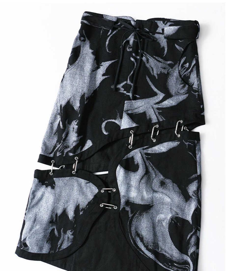 Deconstructed Safety Pin Print Skirt