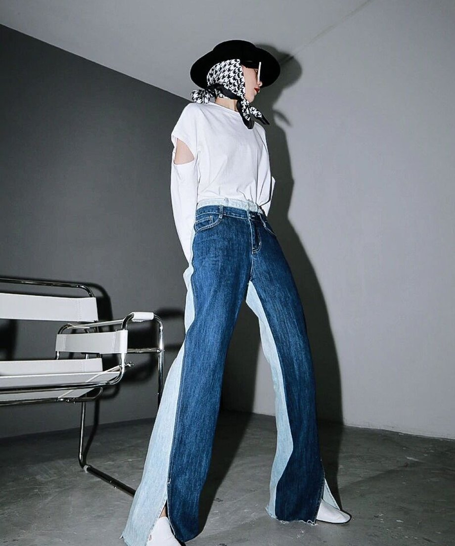 Bicolor Denim Pants
