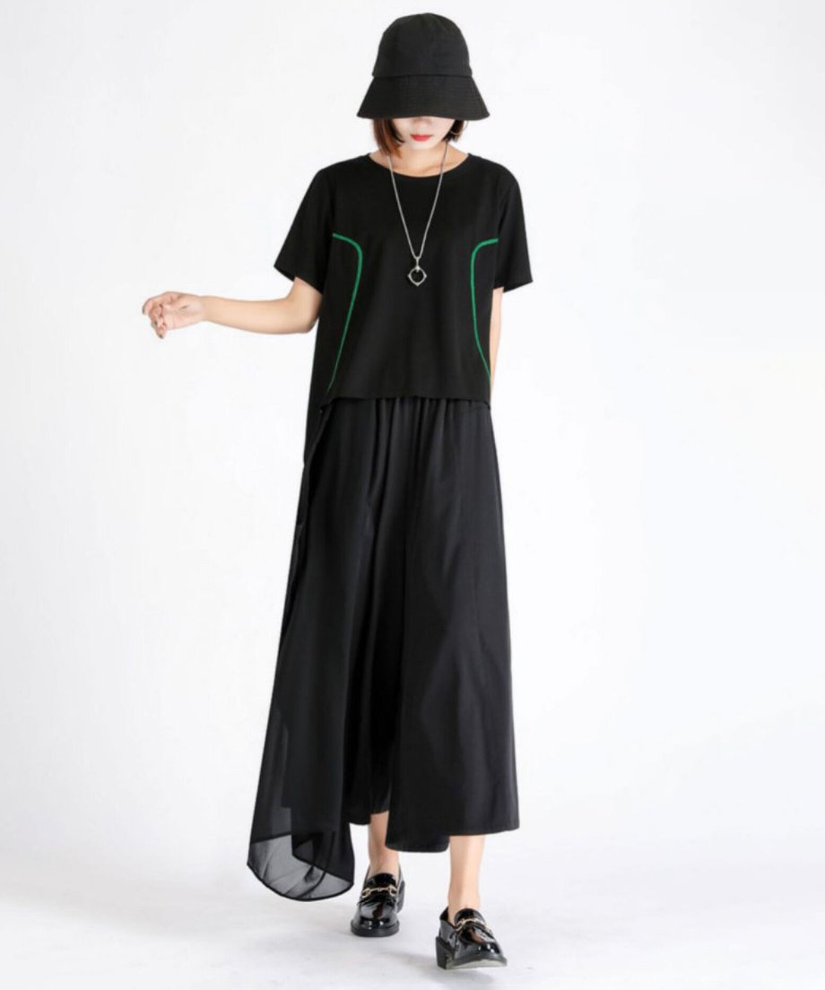 Draped Asymmetric Wide Pants