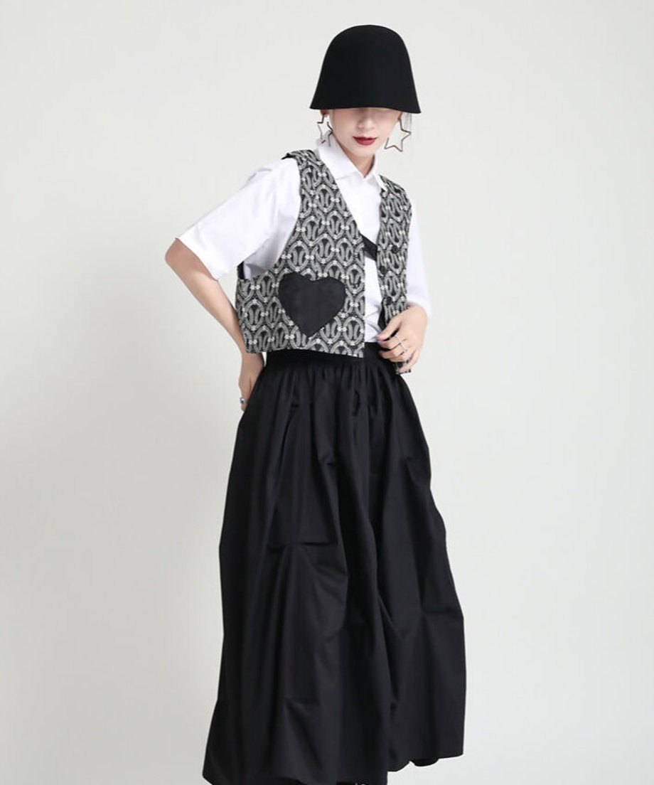 Heart Pocket Jacquard Vest