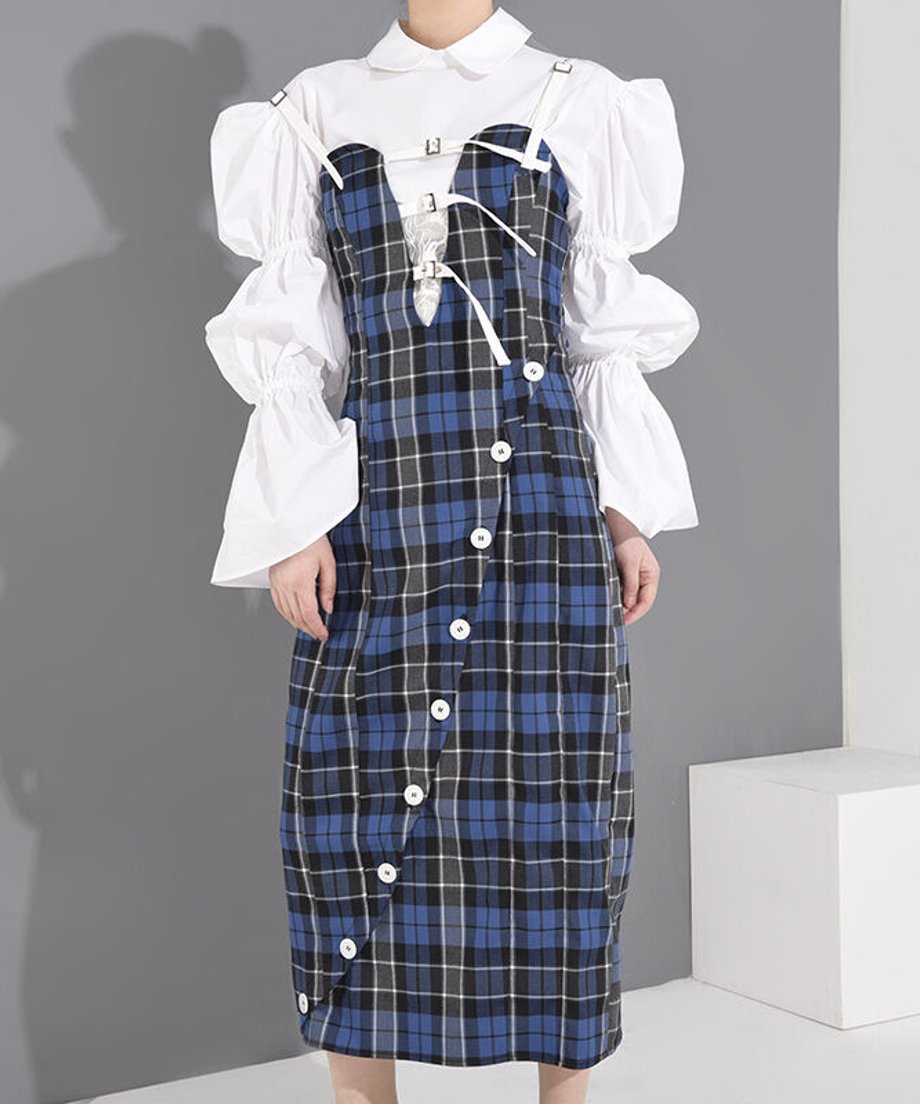 check pattern camisole dress