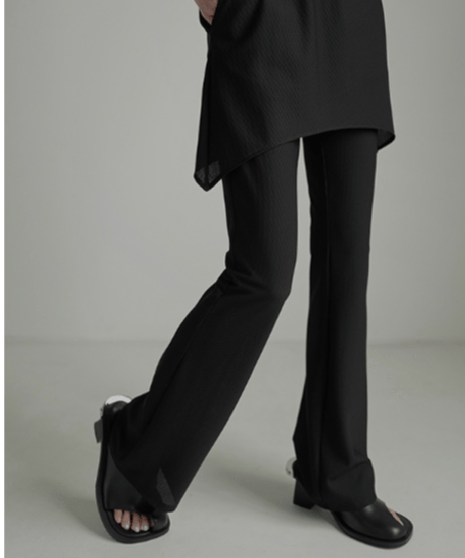 Asymmetric Skirted Flare Pants