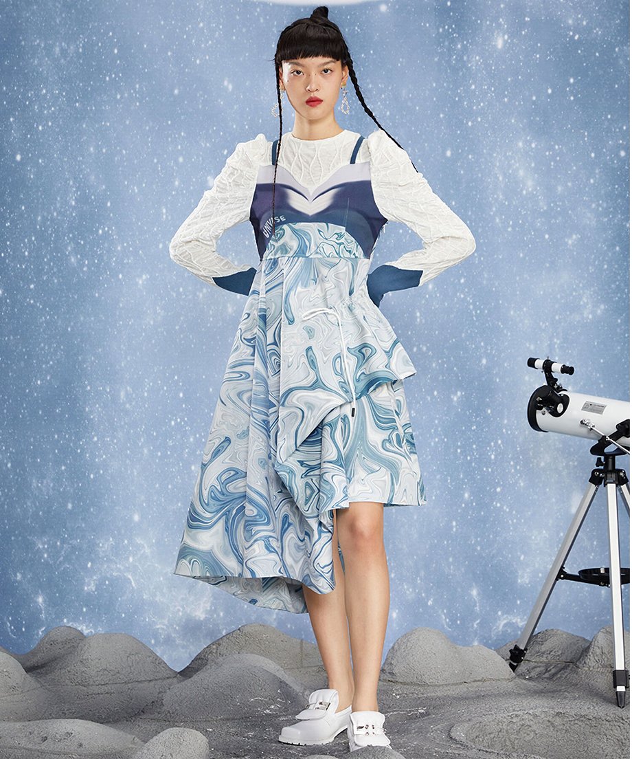 Faux Layered Marble Dress