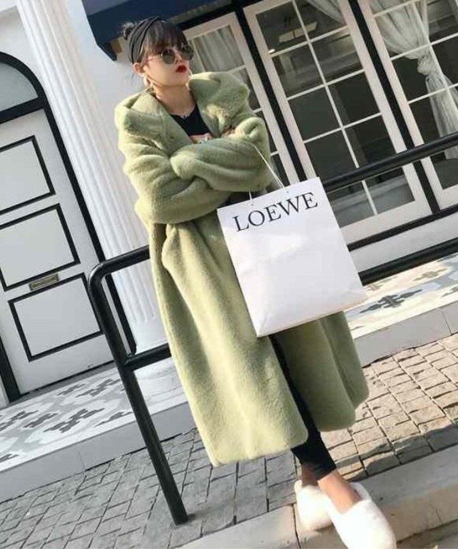 faux fur long coat