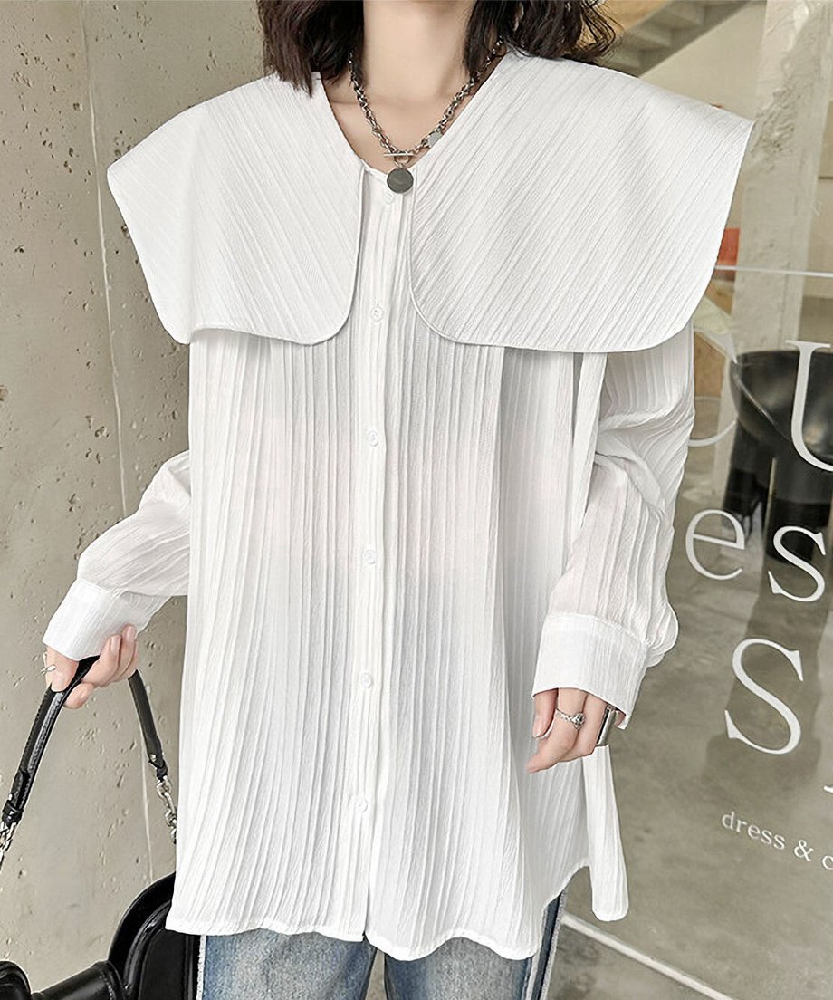 Pleated Sailor Collar Blouse