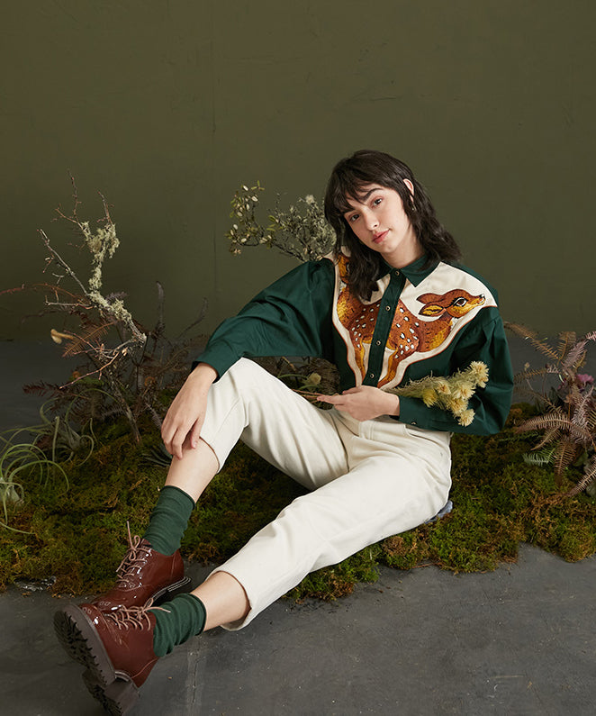 Deer Embroidery Blouse