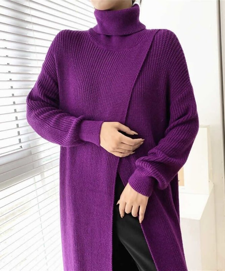 Long Knit Drape Sweater