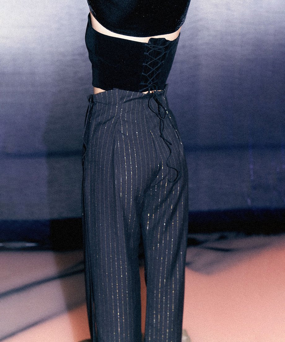 Glitter Stripe Straight Pants