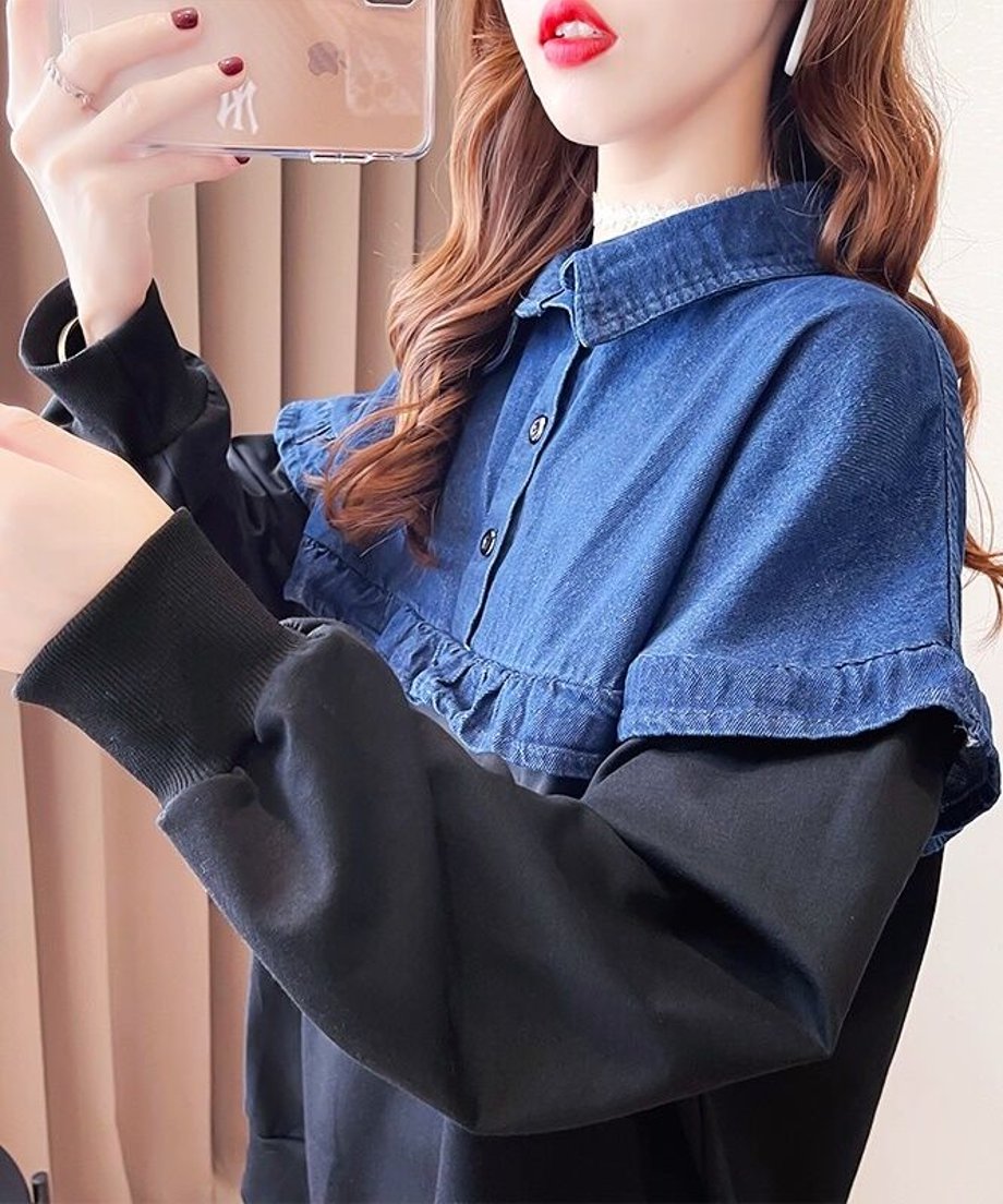 Denim Switch Top