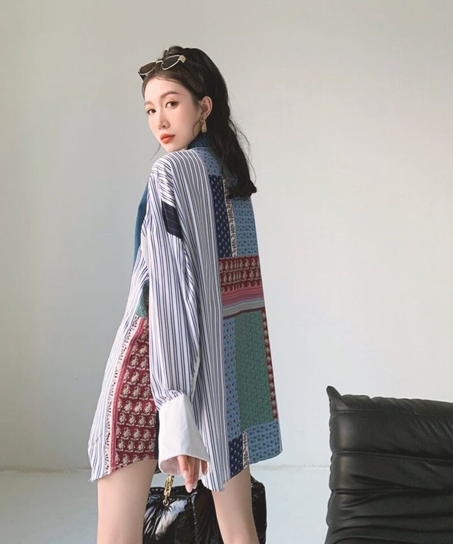 Striped Patchwork Blouse