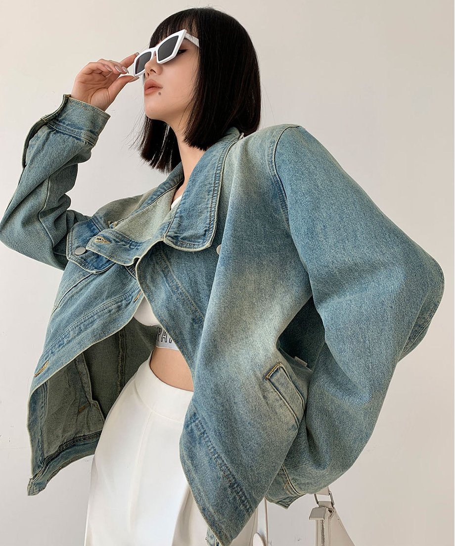 Stand Out Collar Denim Jacket