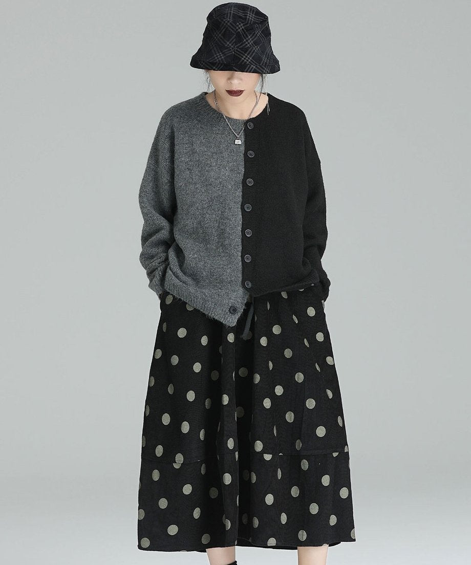 Two-Tone Split Button Cardigan