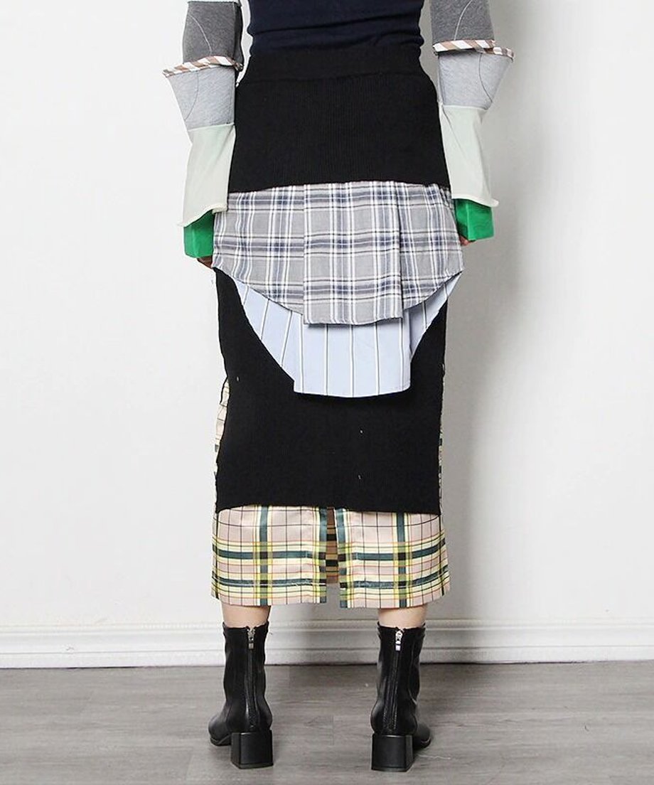 Plaid Splicing Skirt
