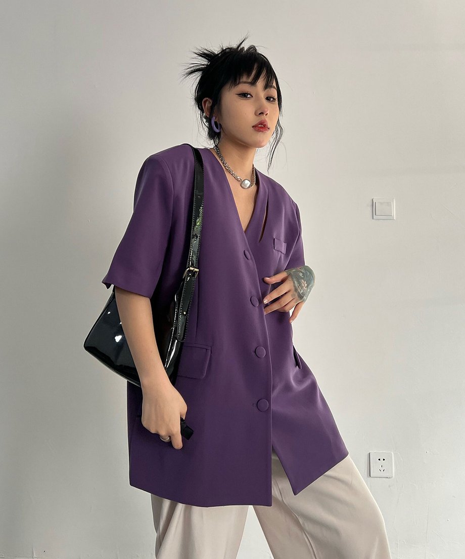 V-neck Short-sleeve Jacket