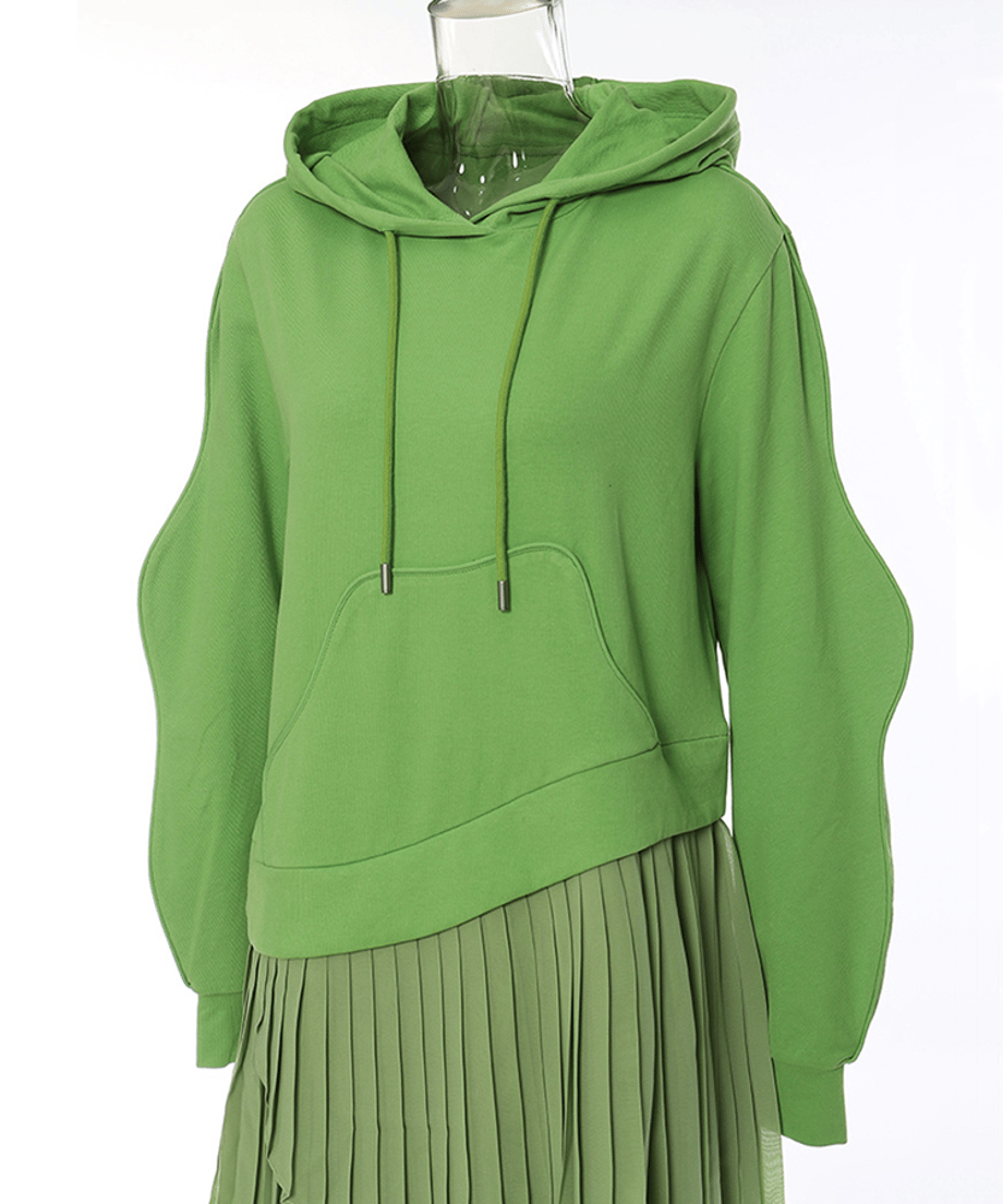 Pleated Hoodie Dress