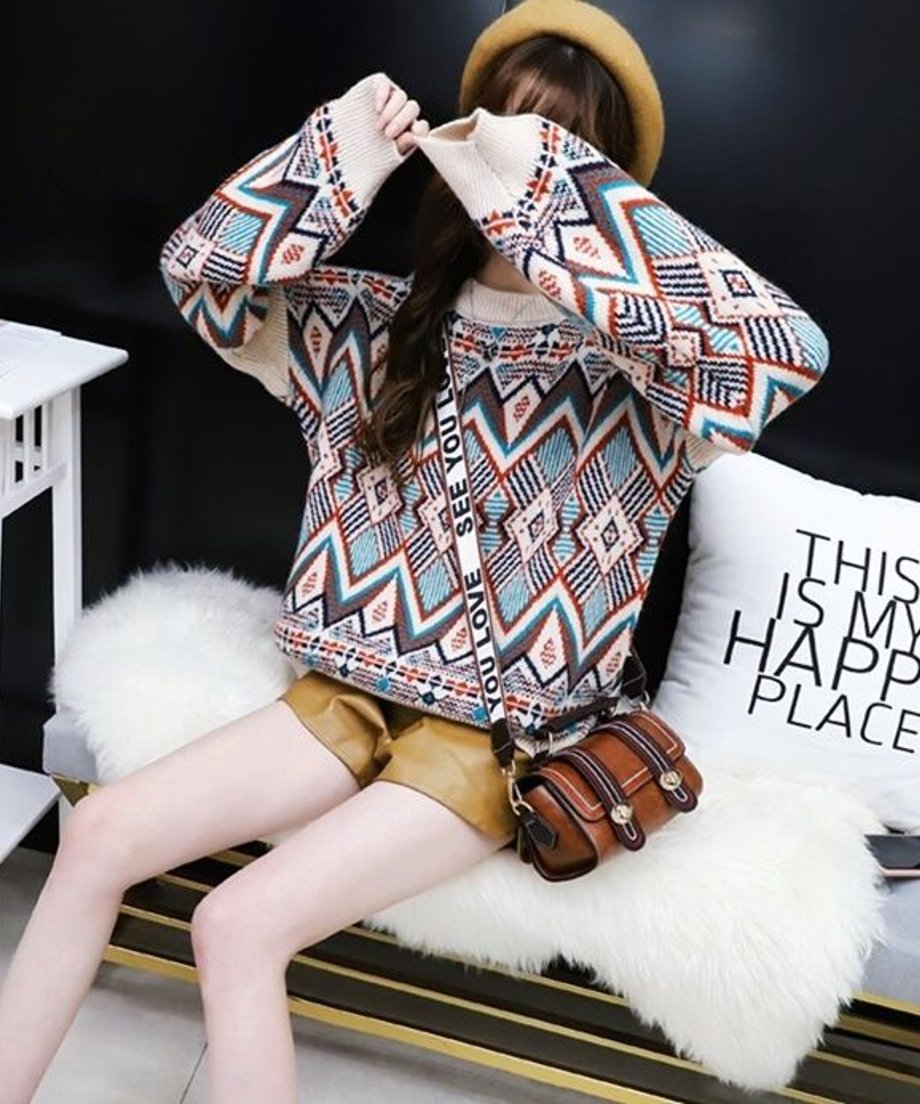 Tribal Geometric Knit Sweater