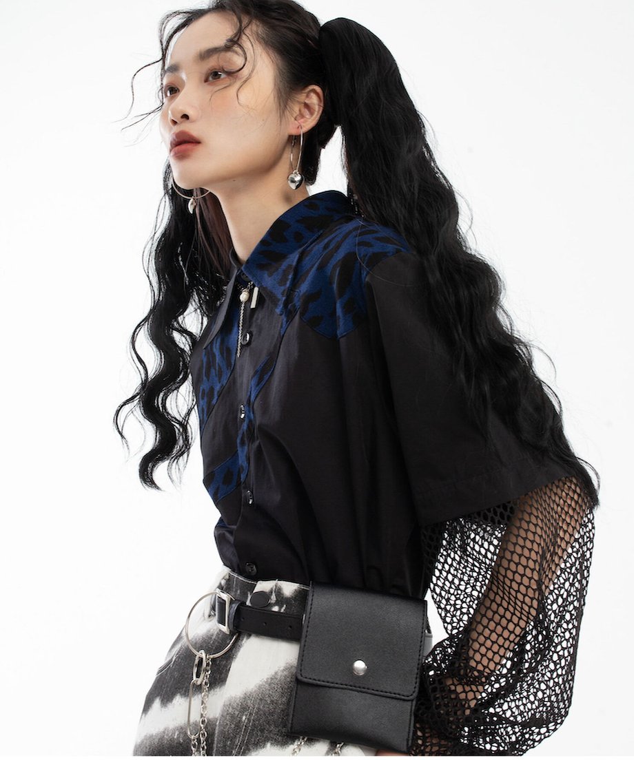 Sleeve Mesh Blouse