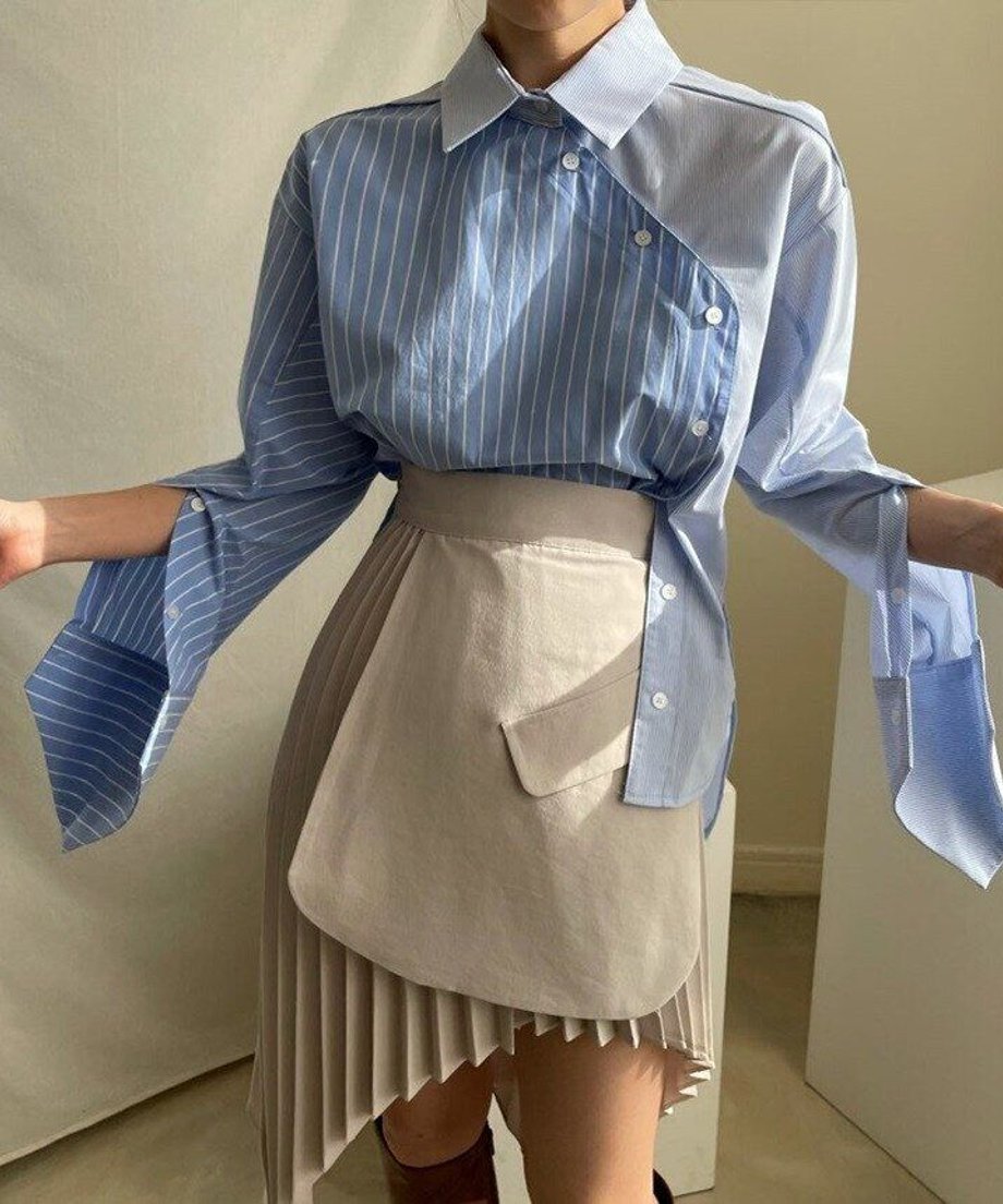 Asymmetric Stripe Patchwork Shirt