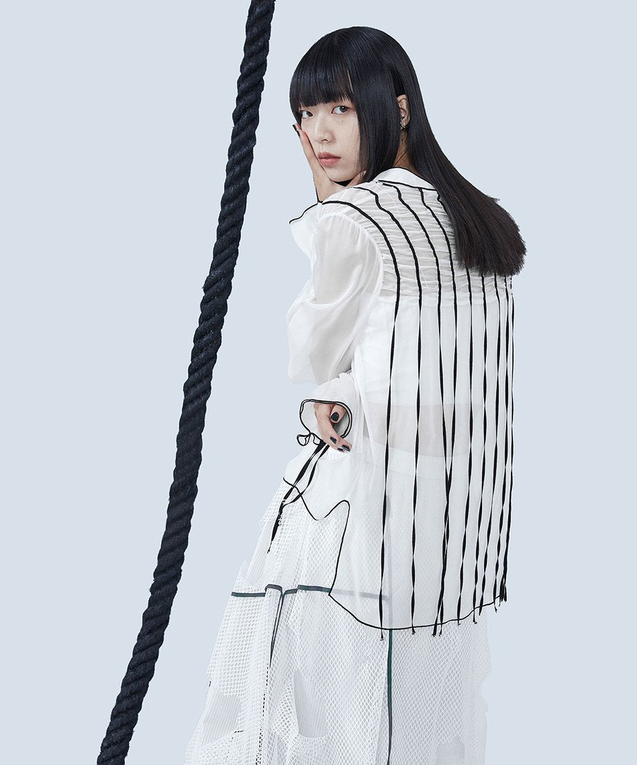 Line Art Sheer Blouse