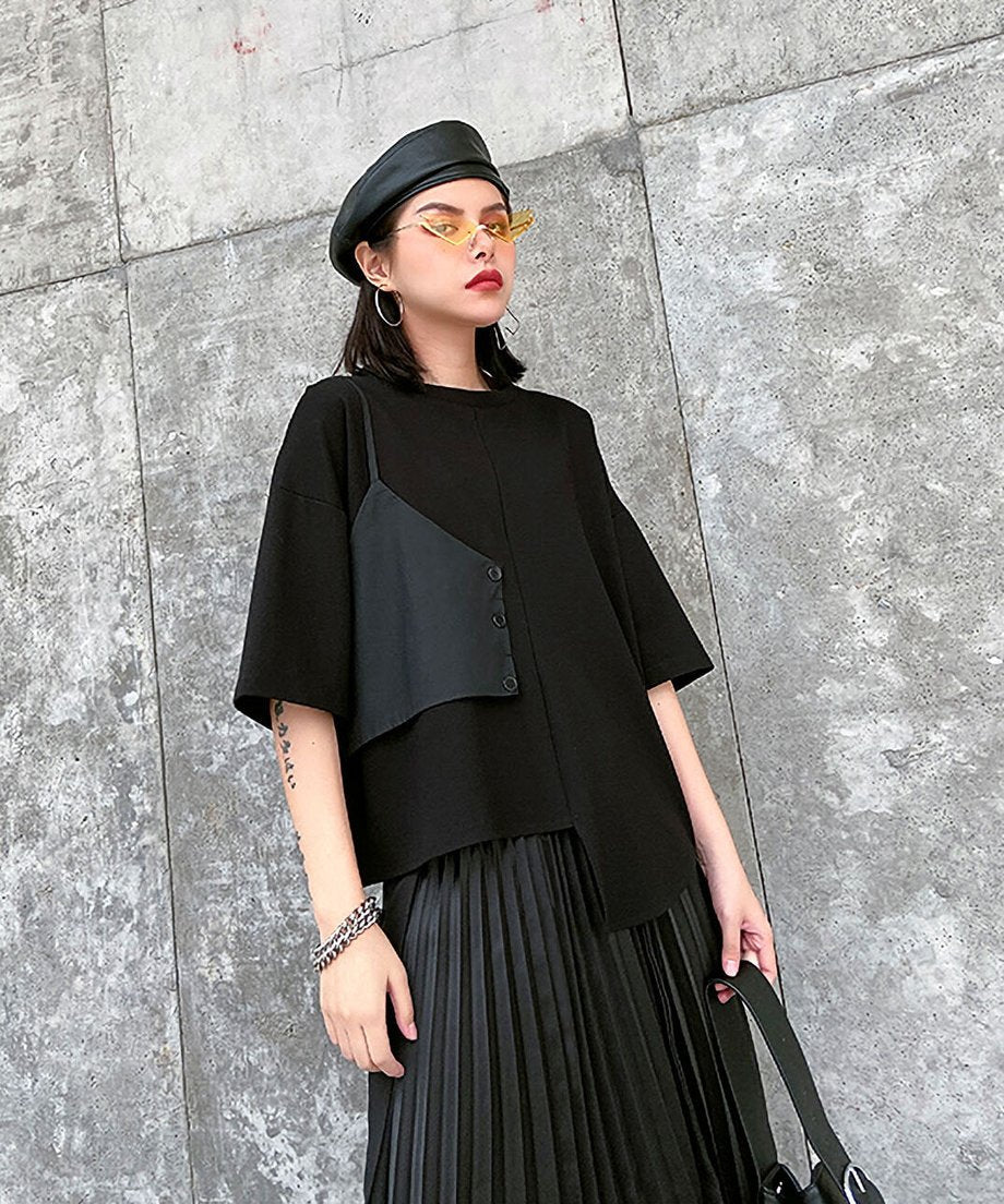 Half Sleeve Asymmetric Top