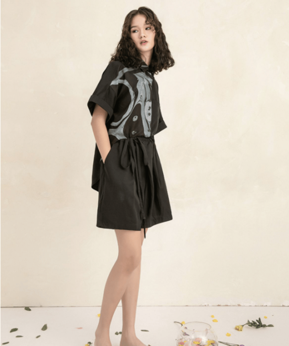Half Graphic Short Sleeve Shirt Set