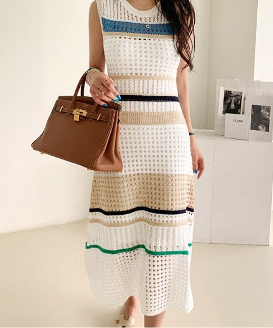 Striped Mesh Dress