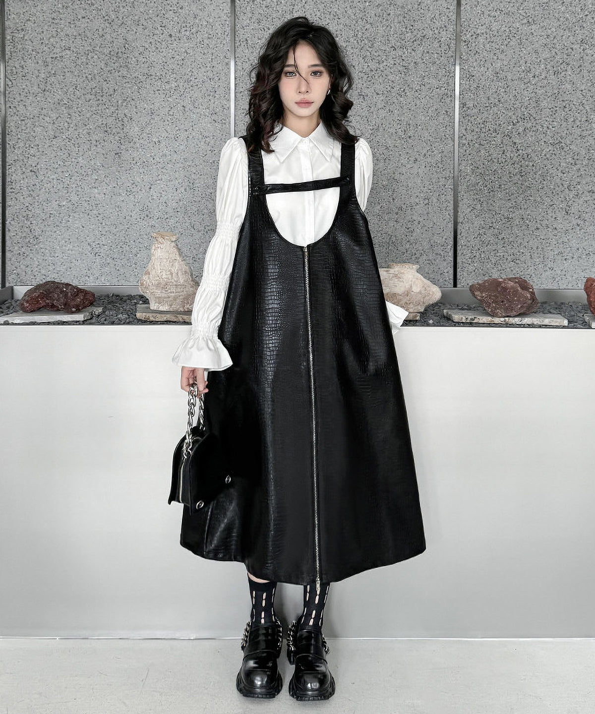 Zip Suspender Dress