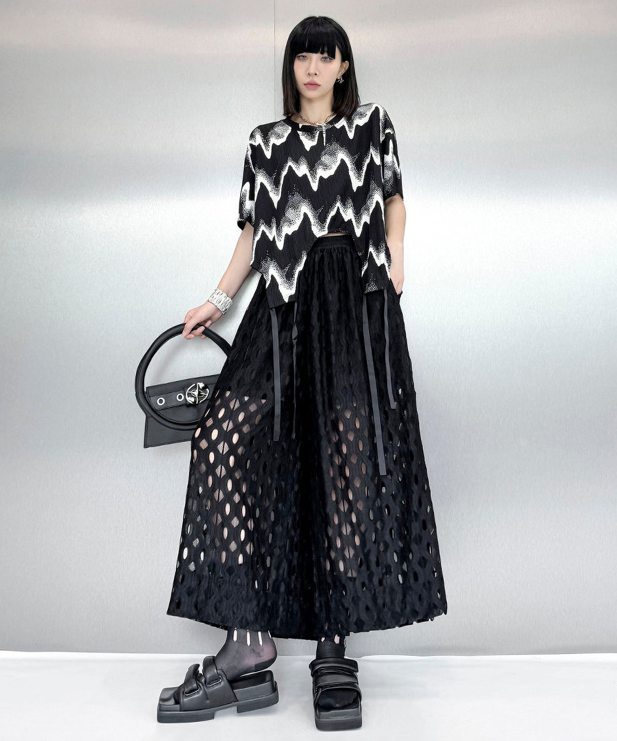 Cut-out Wide Pants
