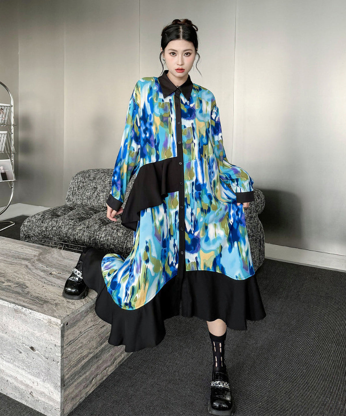 Marble Print Dress