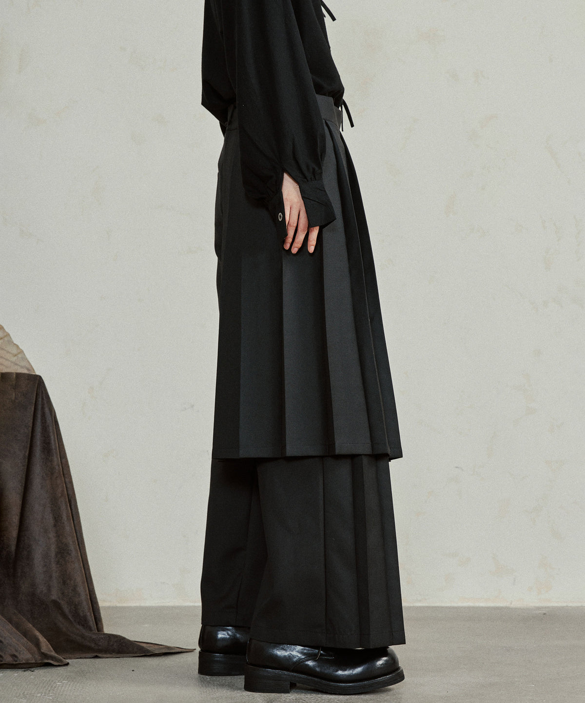 Pleated Wide Pants & Wrap Apron Co-ord