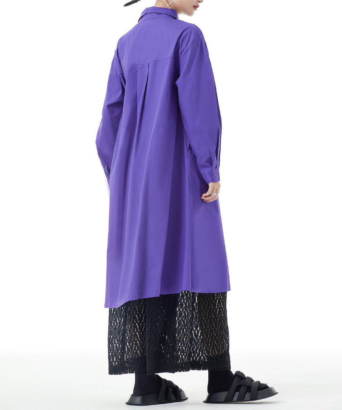 Diagonal Button Long Blouse