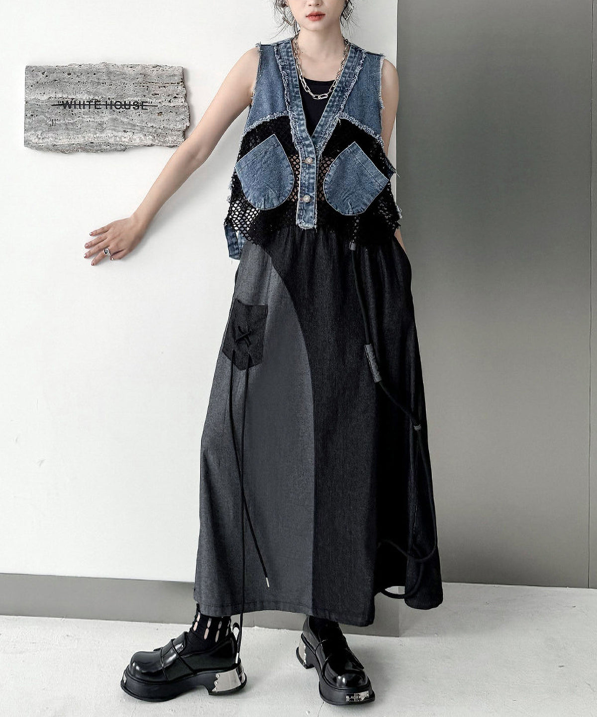 Mesh Denim Vest