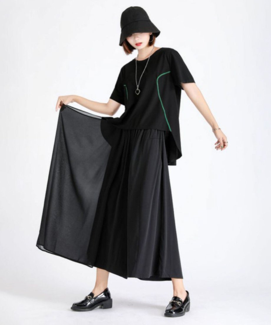 Draped Asymmetric Wide Pants