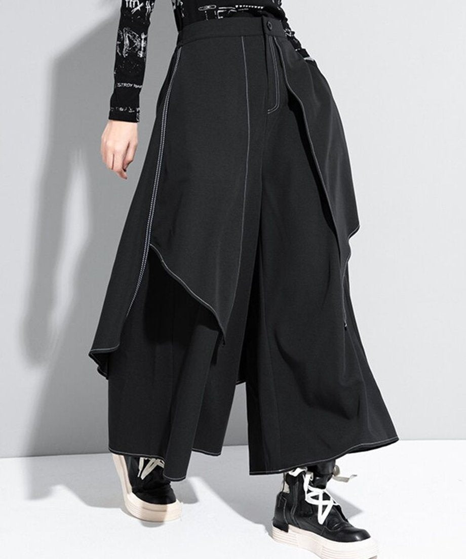 Asymmetric Fold Wide Pants