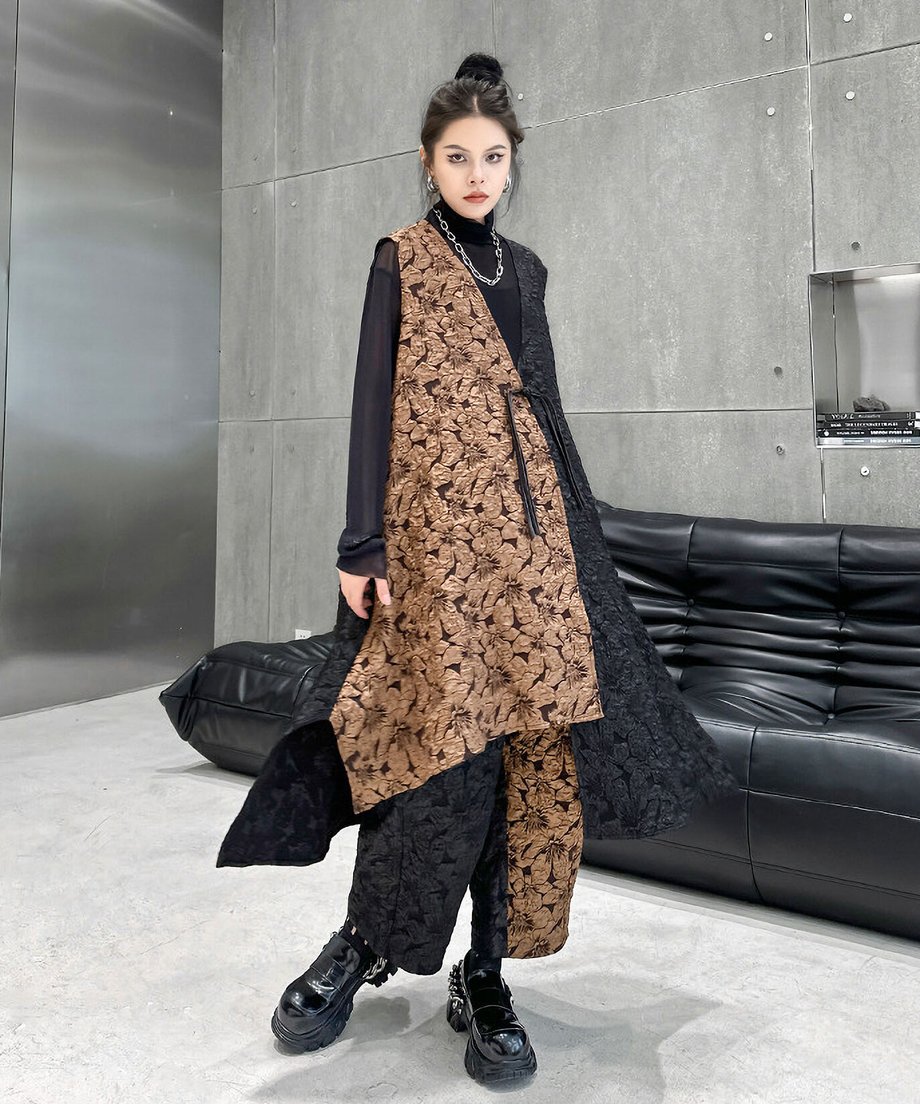 Ripple-fabric Vest&Pants Co-ord