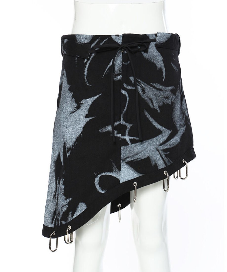 Deconstructed Safety Pin Print Skirt