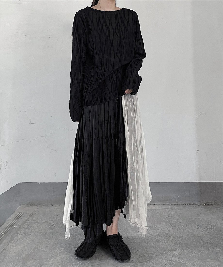 Ripple-fabric Long Sleeve T-shirt
