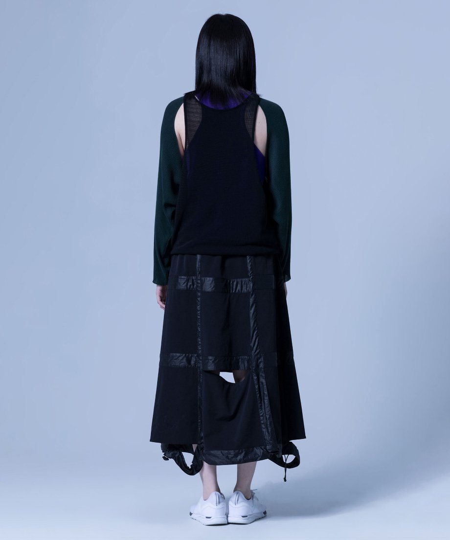 Cut-Out Panel Layered Knit Top